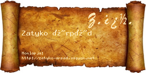 Zatyko Árpád névjegykártya